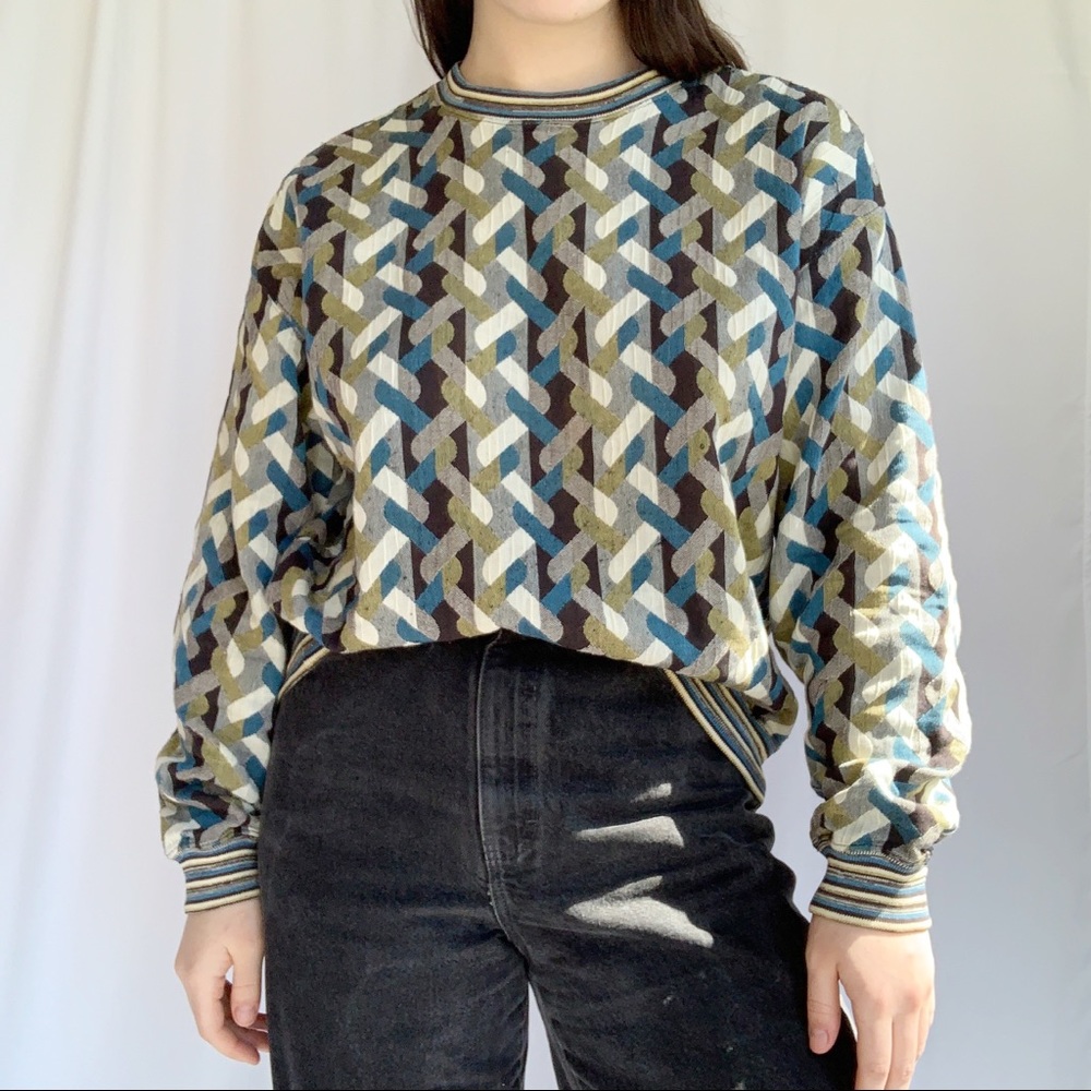 VTG 80s Chain Illusion Mix Texture Pullover L/XL